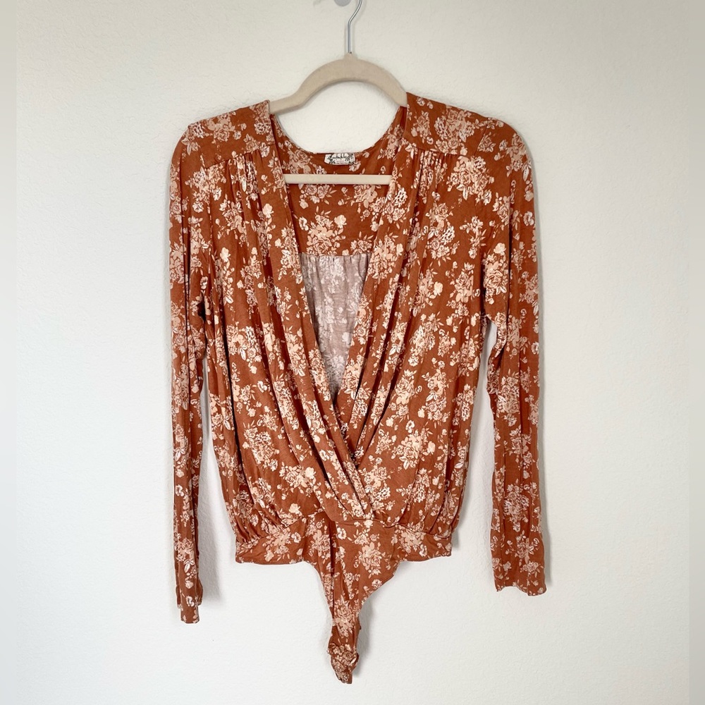 Intimately Free People Floral Wrap Bodysuit size L